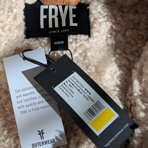 Frye Faux Shearling Shawl Collar Car Coat Size Medium New With Tags ❤️ - Picture 10 of 10